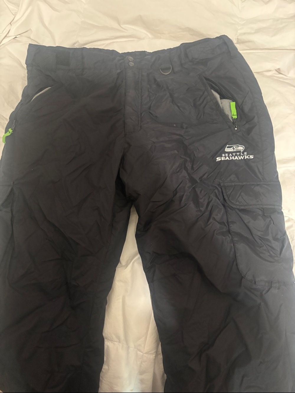 NFL Seattle Seahawks Black Cargo Pants with Lime Accents
